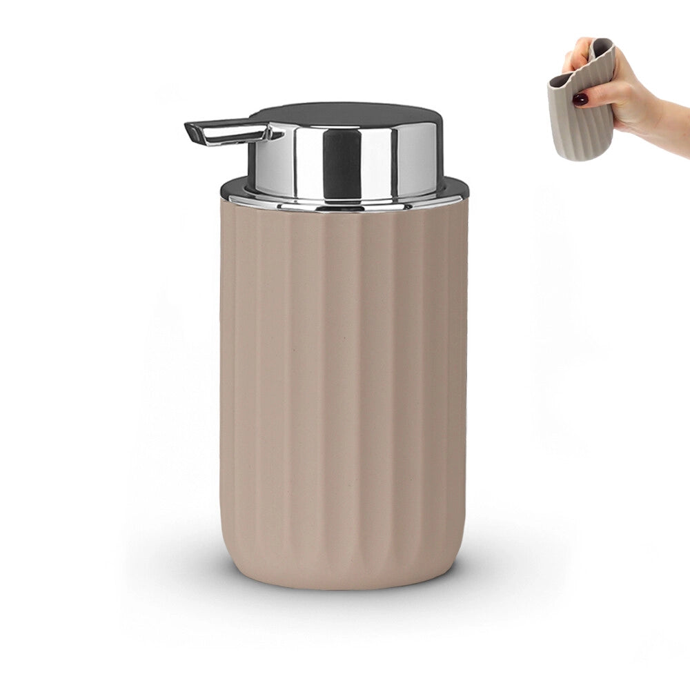 Dispenser sapone tortora con dosatore cromato in gomma termoplastica - Gummy