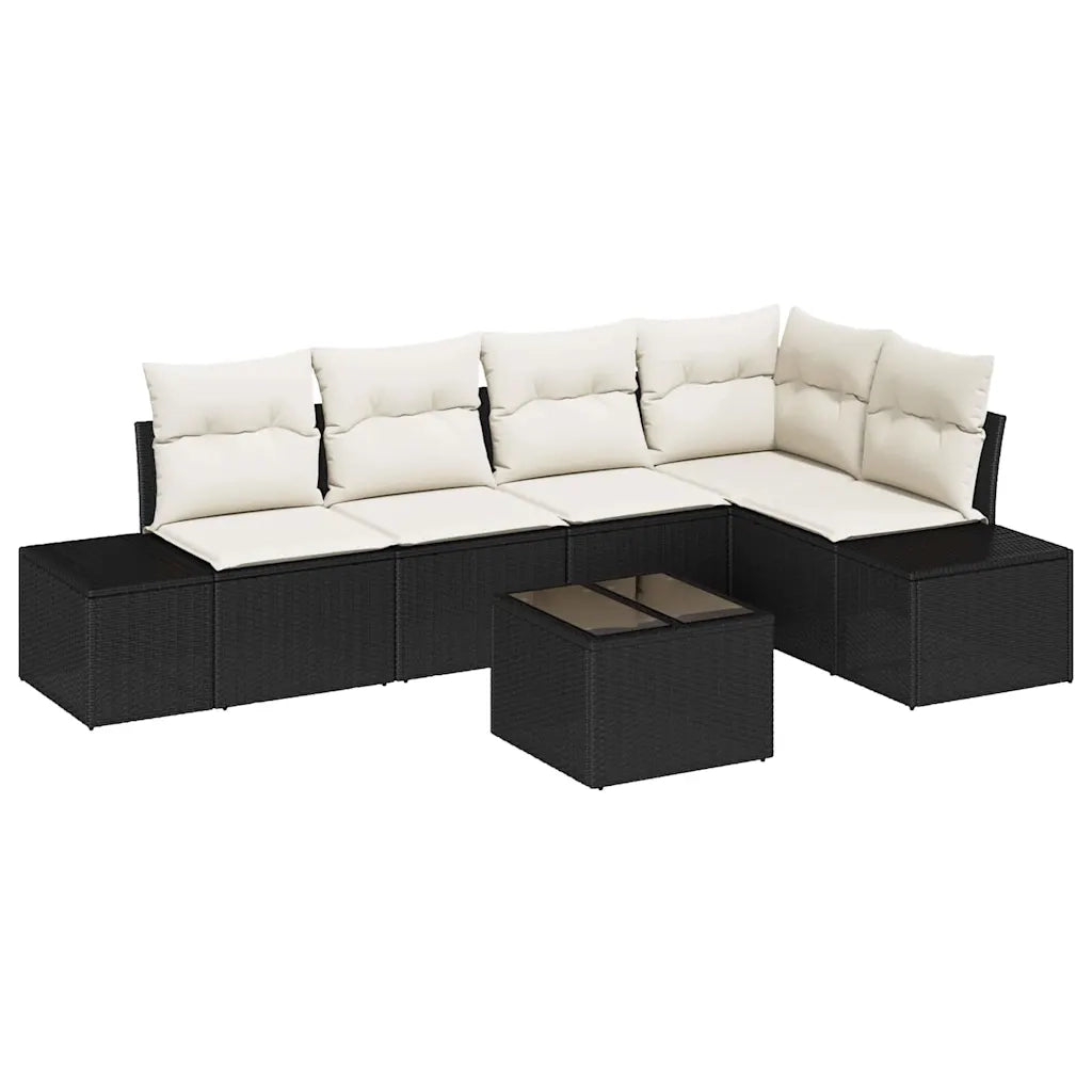Set Divano da Giardino 6 pcs Nero polyrattan 3347067
