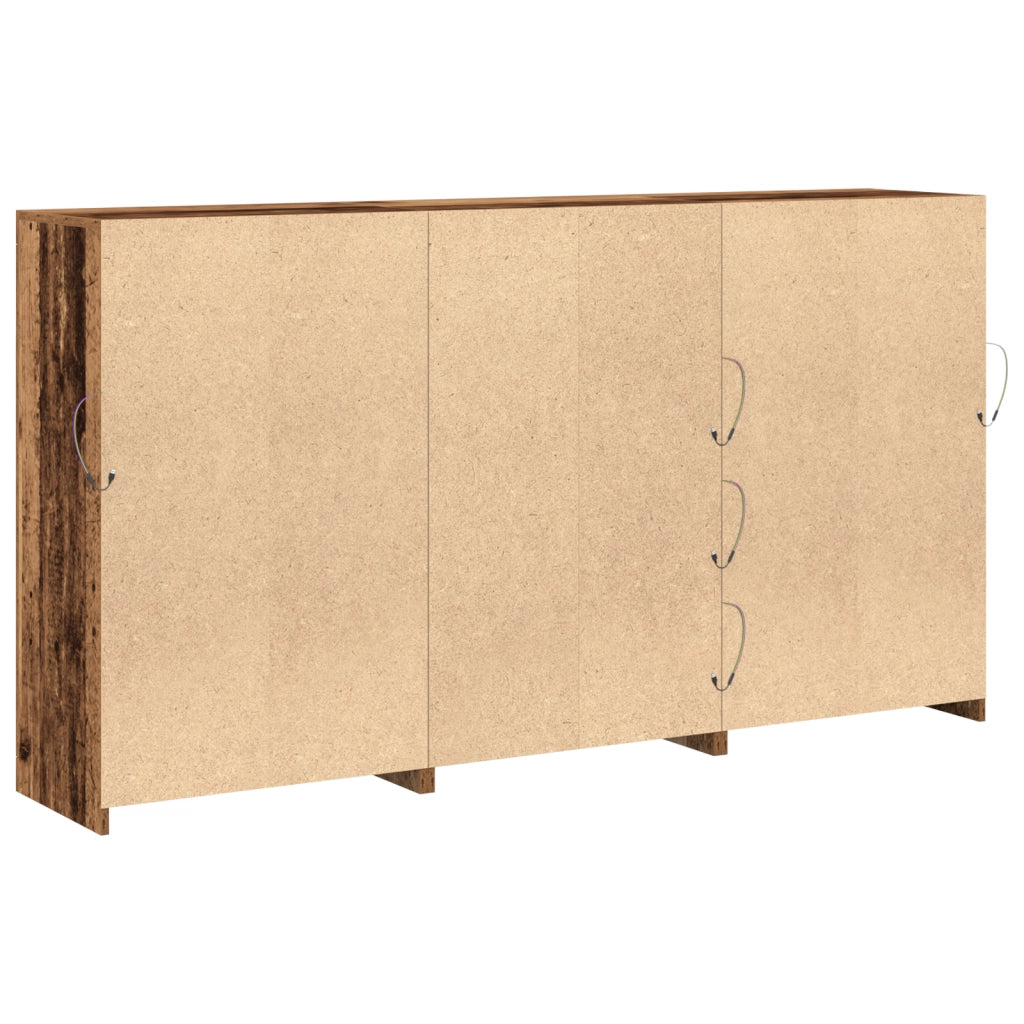 Credenza con luci LED Legno Vecchio 202x37x100 cm
