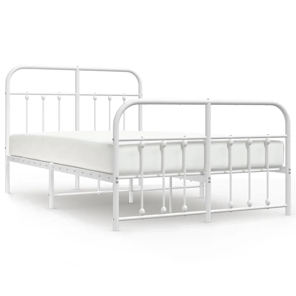 Giroletto con Testiera e Pediera-Struttura Letto Metallo Bianco 120x190 cm 892264