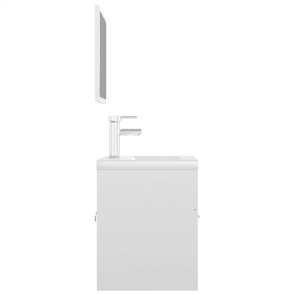 Set Mobili da Bagno Bianco Lucido in Legno Multistrato