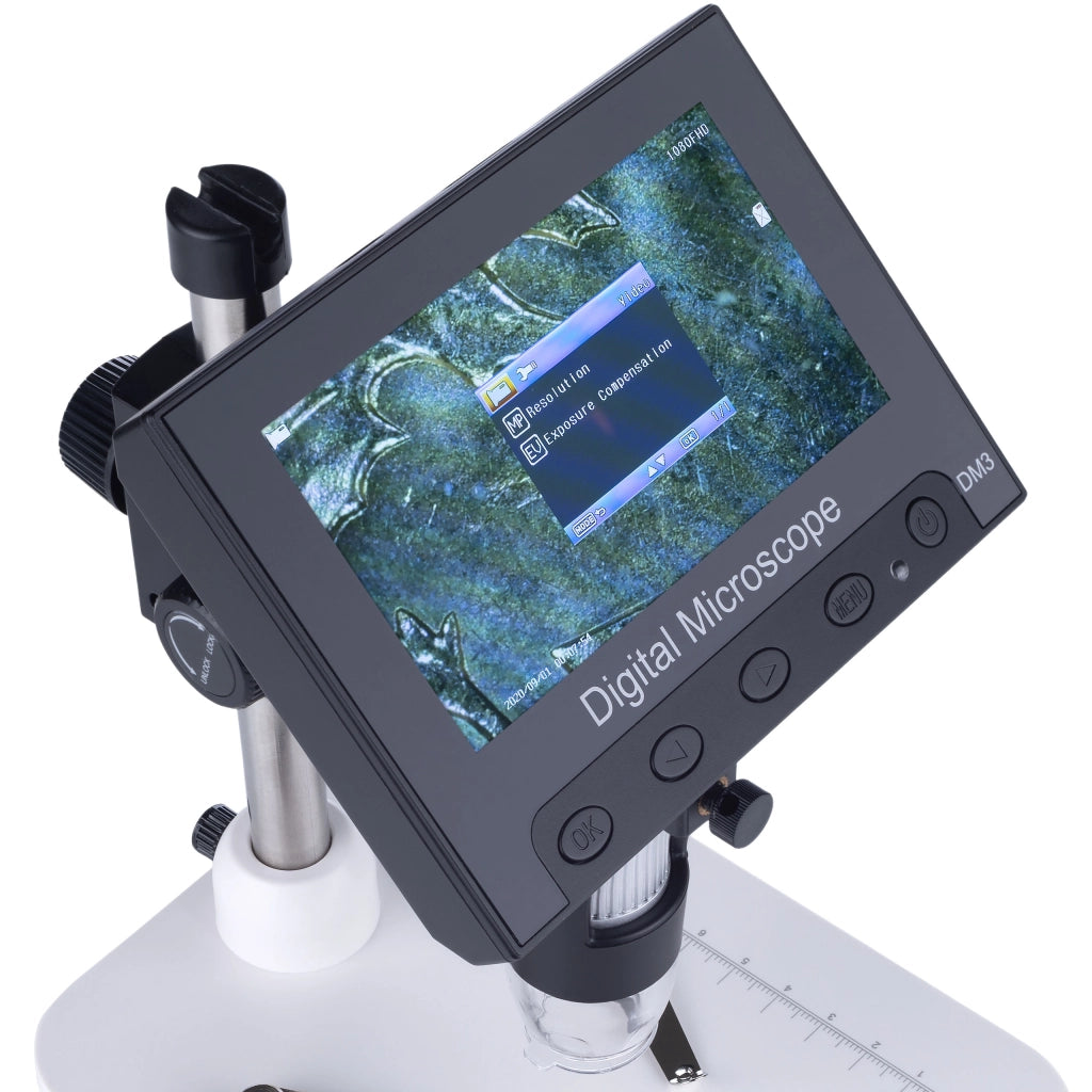 Mikroscopio Digitale con Schermo 4,3" DM3-Z01B049 – Ingrandimento 50X-1000X | 8 LED Regolabili, Connessione PC