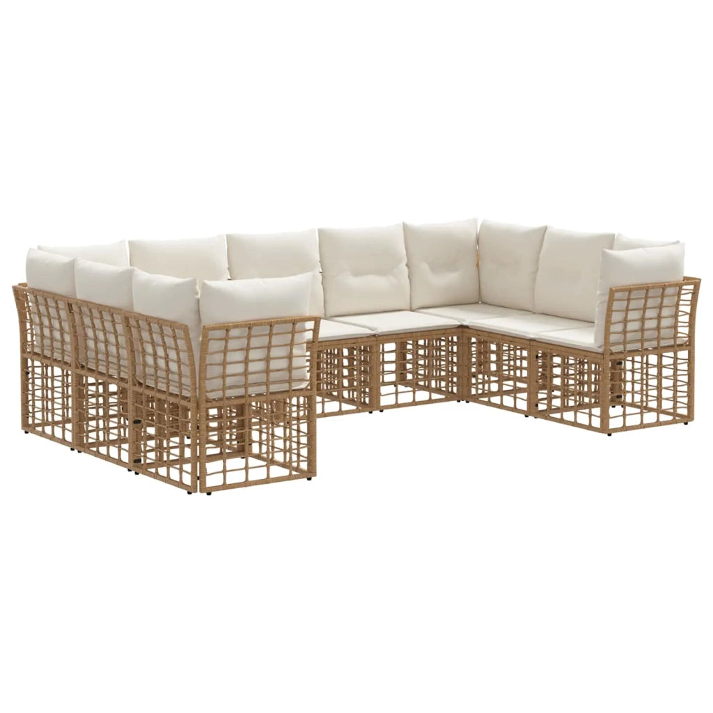 Set di divani da esterno Naturale e Bianco Crema Poliestere