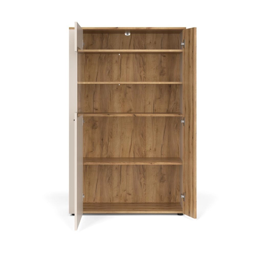 Vetrina con anta a listelli verticali Frezo06 cashmere e rovere evoque 90x42x146H