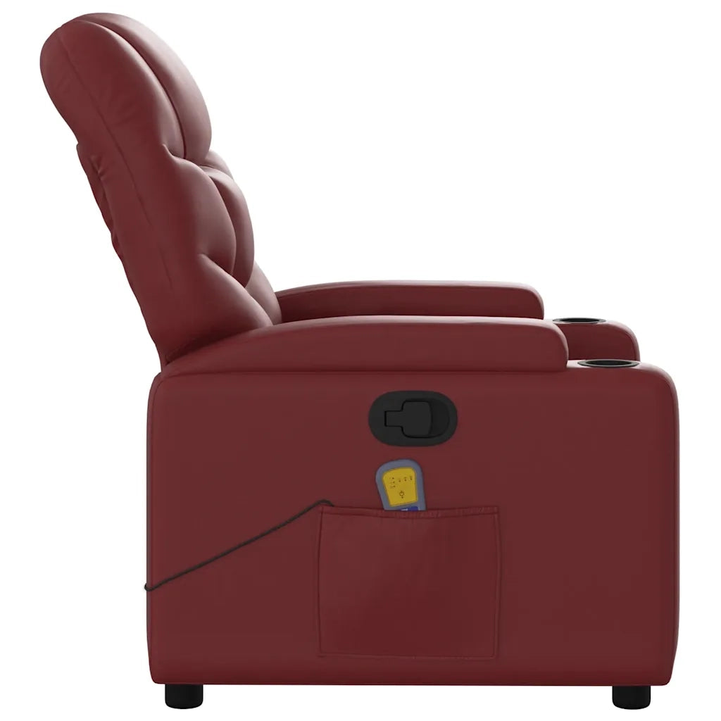 Poltrona Massaggiante | Sedia Relax Reclinabile Rosso vino in Similpelle