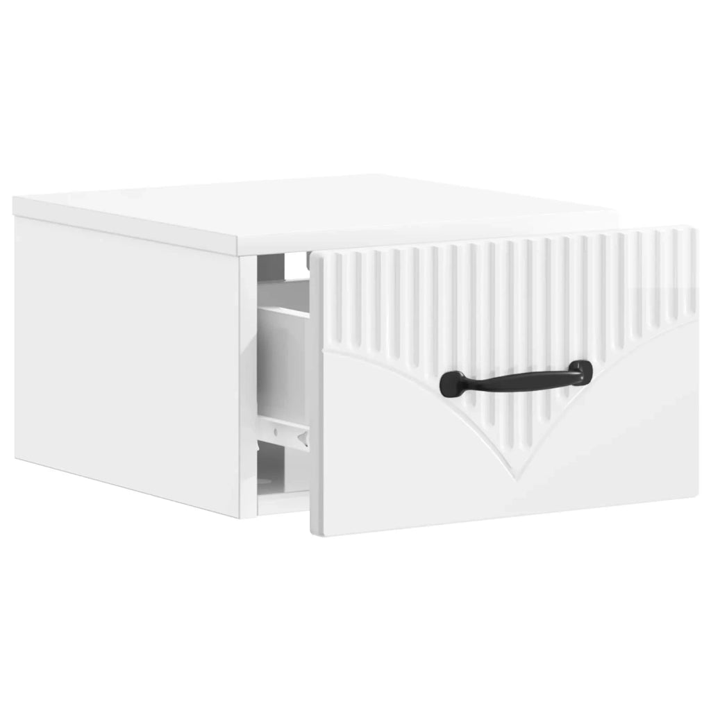 Mobiletto da notte a muro Bianco Lucido 34,5 x 33 x 20 cm 898943