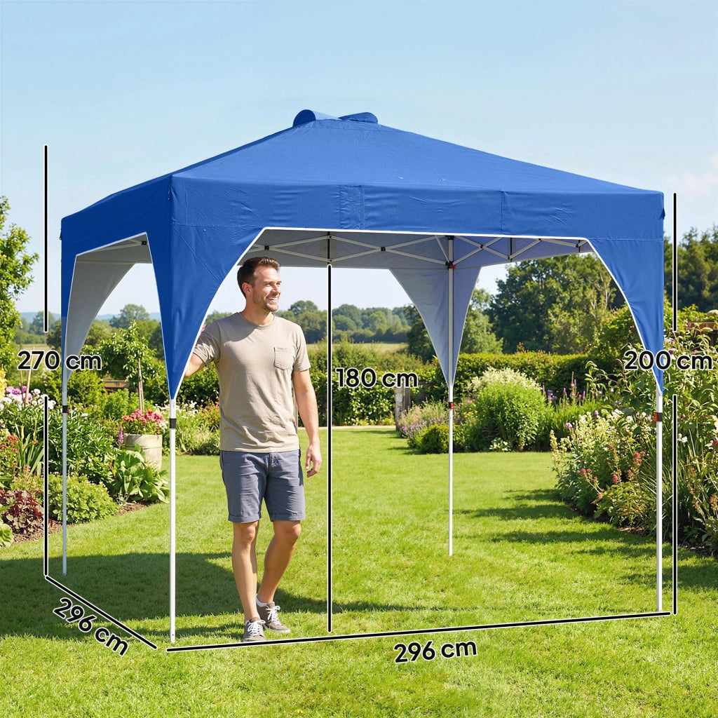 Carpa da Giardino Pieghevole 3x3 m ¨C zephmum ¨C Blu con Blocco Centrale, Altezza Regolabile, Borsa con Ruote
