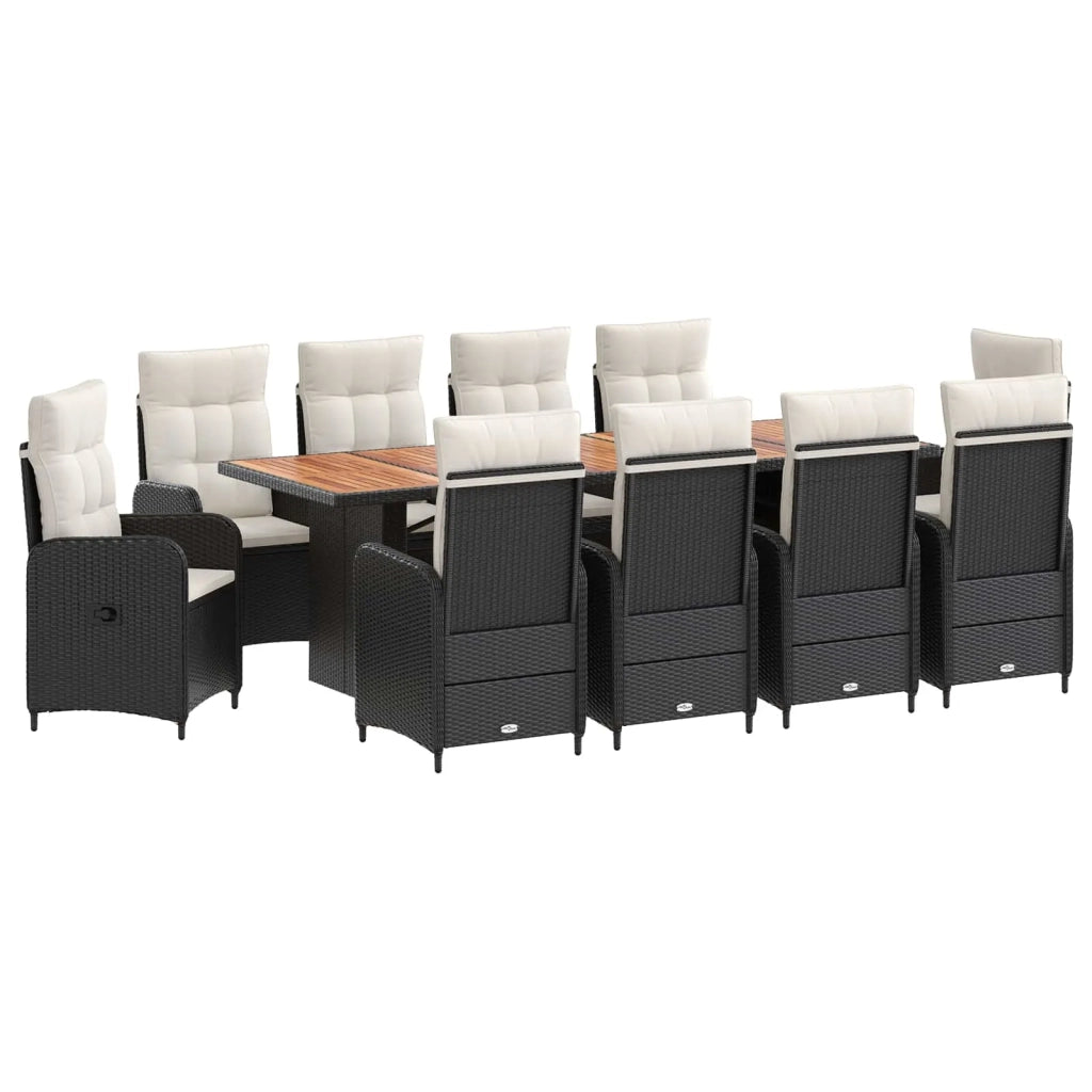 Set da pranzo per esterni 11 pz Nero e Bianco Crema polyrattan 3422375