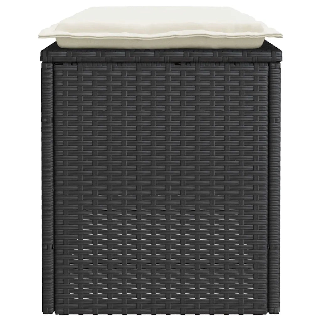 Panca da Giardino con Cuscino Nera 110x40x44 cm in Polyrattan
