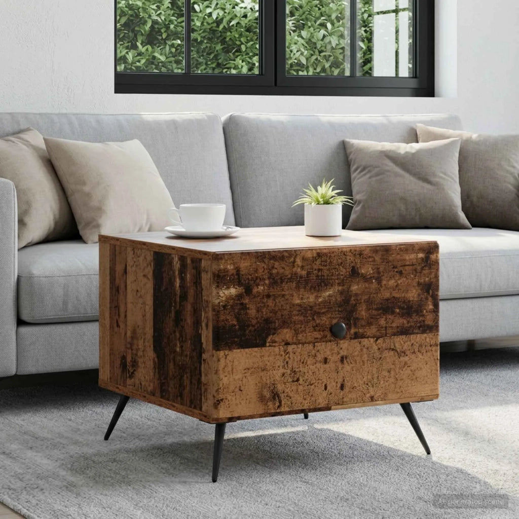 Tavolino da salotto con cassetto Legno antico 49 x 50 x 40 cm 895663
