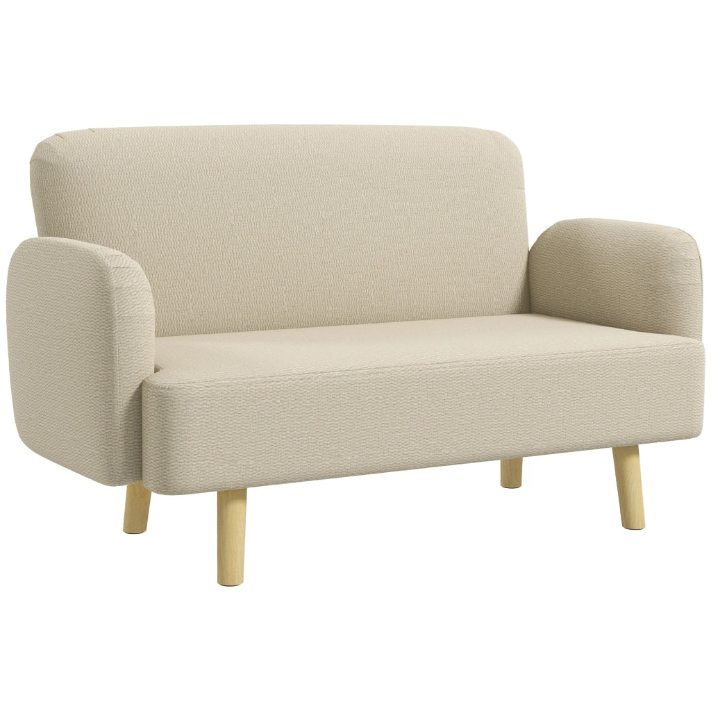 Divano 2 Posti 140x74x79 cm in Effetto Velluto Bianco Crema
