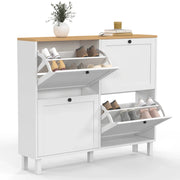 IDMarket - 20 paia di scarpiere ACHILLE con 4 ante bianche e piano in legno