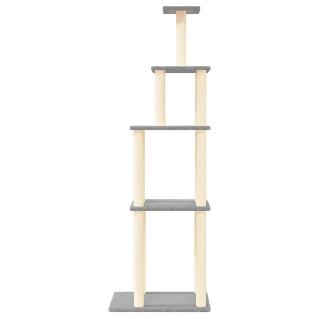 Tiragraffi per gatti torre per arrampicata giocattolo piattaforma per arrampicata con tiragraffi in sisal leggero 183 cm grigio 02_0022597