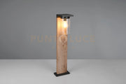 ARDILA PALO DA ESTERNO ALLUMINIO NERO CON EFFETTO LEGNO E VETRO TRASPARENTE CON INTERRUTTORE E SENSORE CREPUSCOLARE IP44 H. 65CM 1 LUCE ATTACCO E27