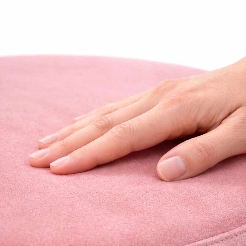Pouf Sgabello Rotondo Rosa Design Moderno Poggiapiedi con Rivestimento Velluto