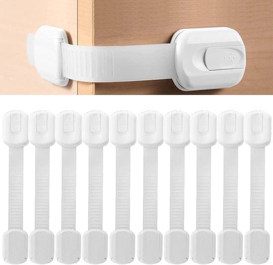 Sicurezza per bambini, 10 pezzi, protezione per armadi, protezione dalle porte, protezione per bambini, per bambini, adesivo, per serrature degli armadi, senza foratura