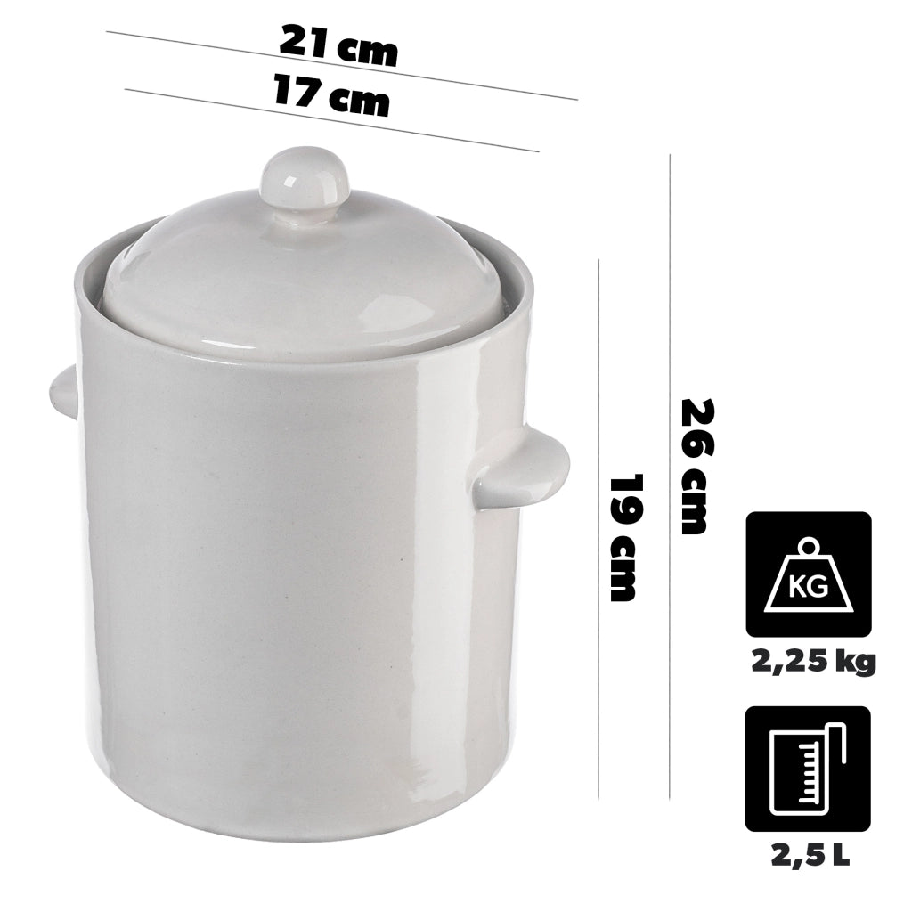 Vaso KADAX a forma di barile per sottaceti con collarino, 2,5 l, in gres per cavoli e cetrioli