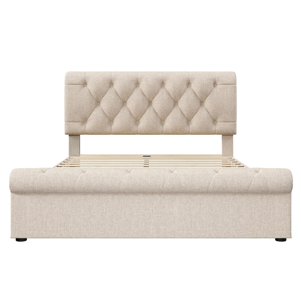 Letto Matrimoniale Imbottito con Cassetti e Testiera ¨C MINIMAL ¨C 140x200, con materasso