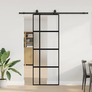 vidaXL Porta Scorrevole Set Ferramenta Nera 76x205 cm Vetro Temperato