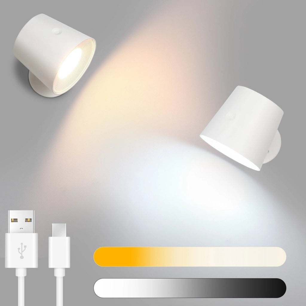 ZMH Lampada da Parete LED 2 Pezzi con Batteria Orientabile Controllo Touch 3 Livelli di Luminosità Bianco per Soggiorno