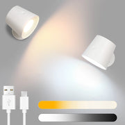 ZMH Lampada da Parete LED 2 Pezzi con Batteria Orientabile Controllo Touch 3 Livelli di Luminosità Bianco per Soggiorno