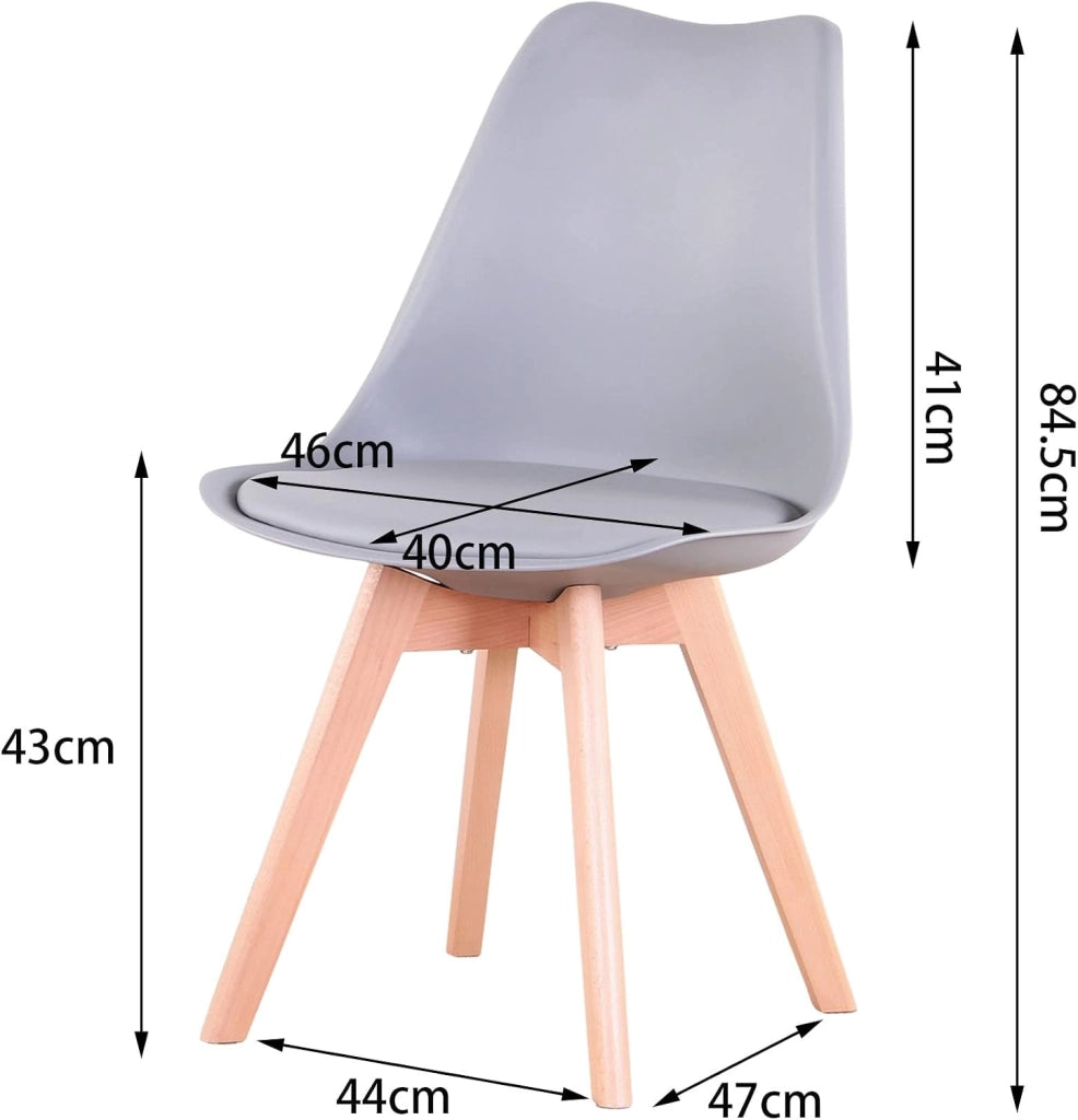 GrandCA HOME Set di Mobili, Tavolo da Pranzo Rotondo e 4 Sedie da Pranzo, Piano Resistente, Sedile Imbottito, Gambe in Legno di Faggio, Grigio