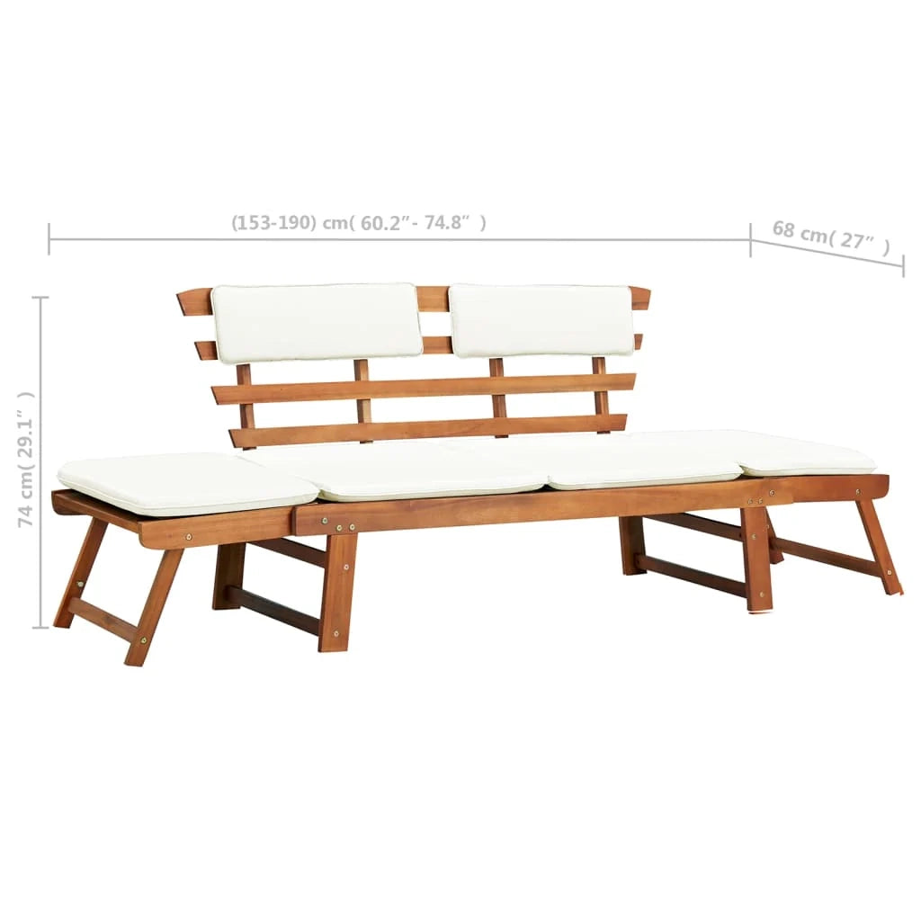 Panca da giardino 2 in 1 mobili da esterno per patio con cuscini 190 cm legno massello di acacia 02_0011599