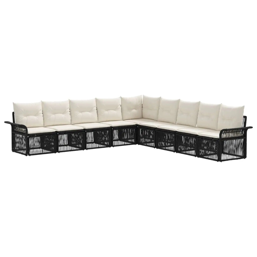 Set Divano da Giardino 9 pcs Nero polyrattan 3434851