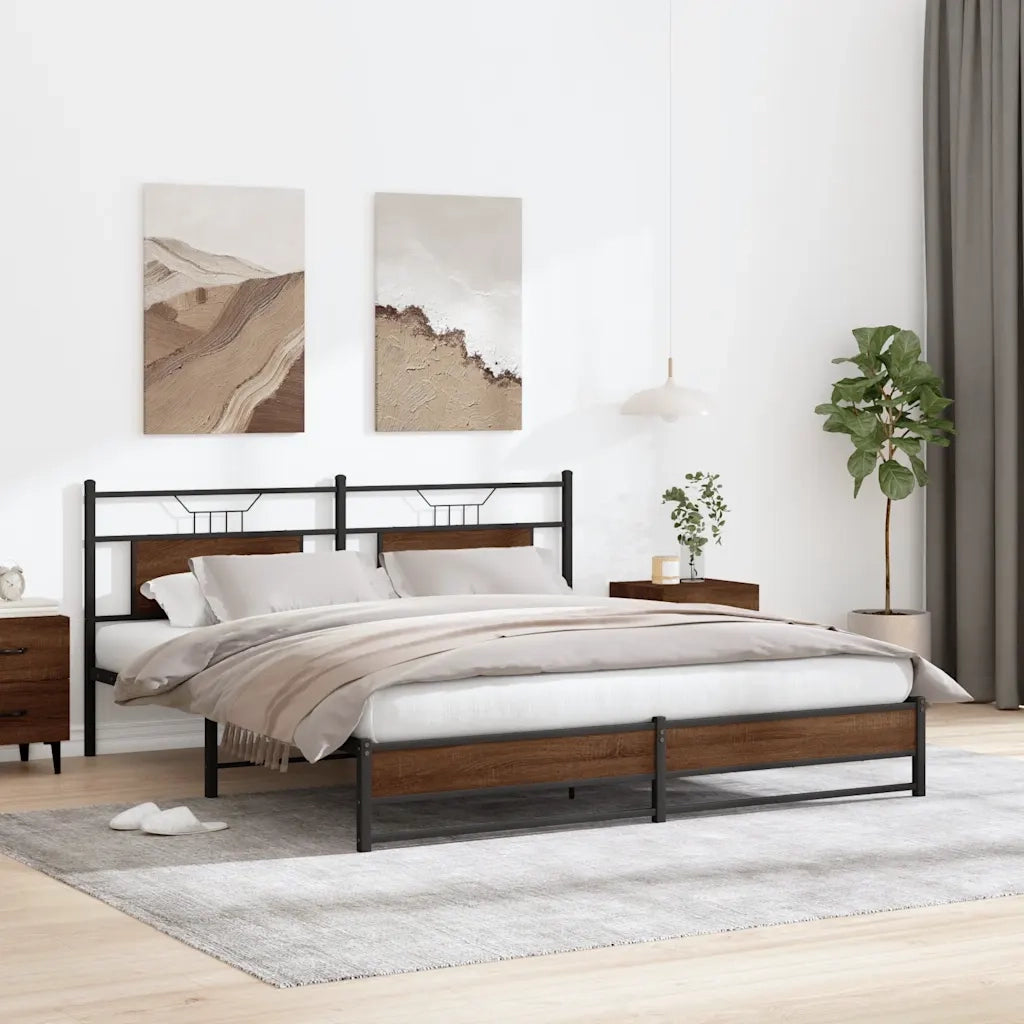 Giroletto senza Materaso in Metallo Rovere Marrone 180x200 cm
