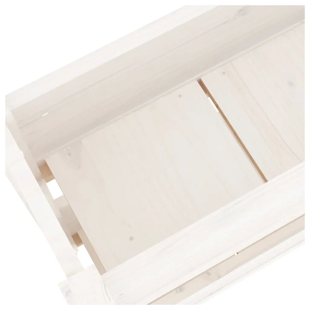 Fioriera-Vaso-Contenitore per Piante Bianca 77x25x66 cm in Legno Massello di Pino