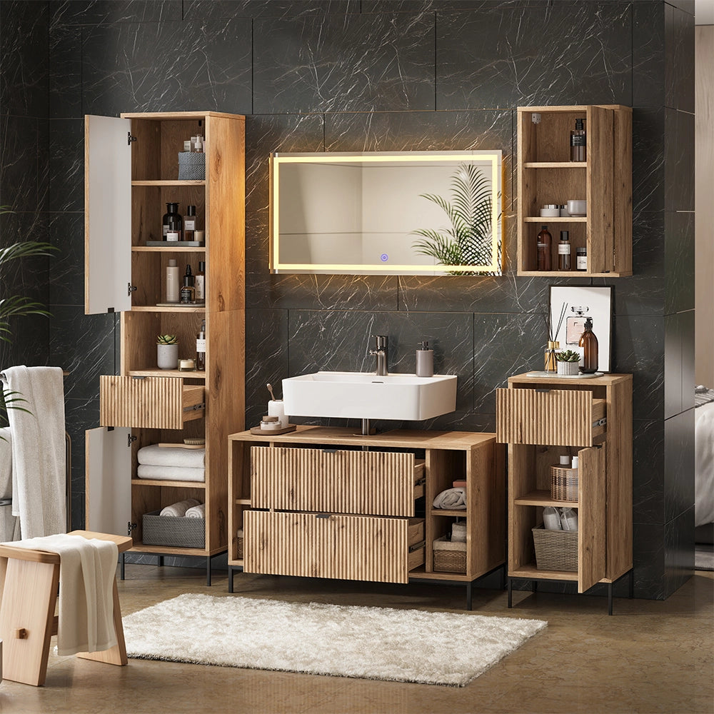 Vicco Set di mobili da bagno Quercia vichinga 5 parti