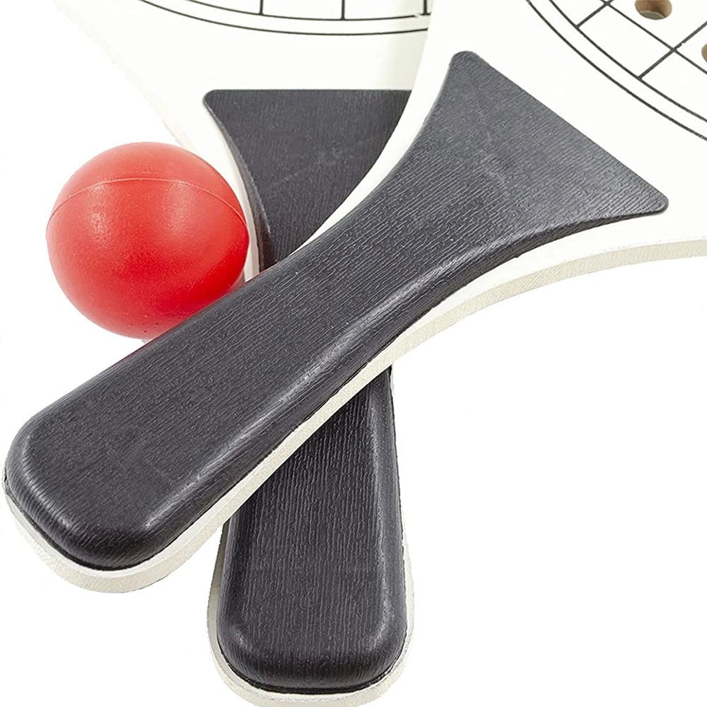 Trade Shop - Racchette Mare Traforate Con Pallina Racchettoni In Legno Beach Tennis Spiaggia -