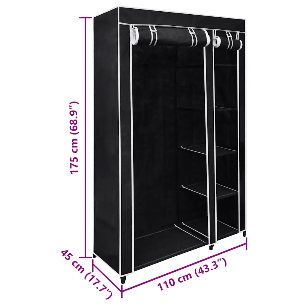 Armadio Guardaroba Pieghevole Nero 110 x 45 x 175 cm 60719
