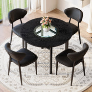 Tavolo da pranzo rotondo con 4 sedie in MDF vetro e PU per soggiorno e cucina nero diametro 100 cm