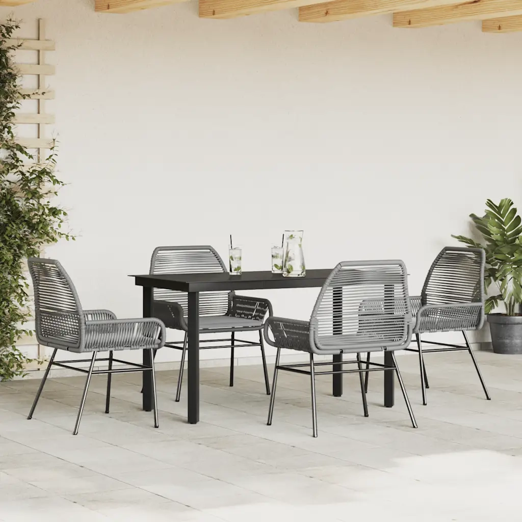 vidaXL Set da Pranzo da Giardino 5 pz con Cuscini Polyrattan Vetro