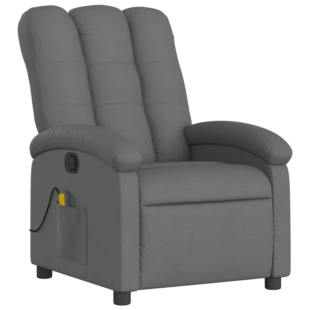 Poltrona Massaggiante Reclinabile Grigio Scuro in Tessuto 371740