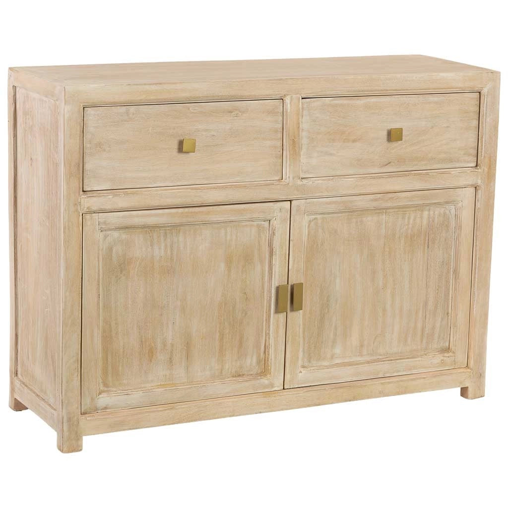Credenza in legno beige con 2 ante e 2 cassetti, 120x40x88h cm