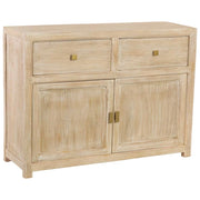 Credenza in legno beige con 2 ante e 2 cassetti, 120x40x88h cm