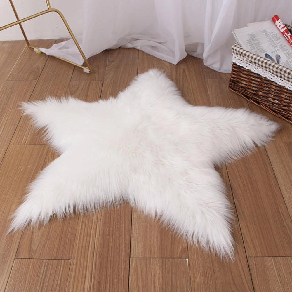 Trade Shop - Tappeto Cute Stella Pelliccia Fluffy Vari Colori Living Stanza Da Letto 90x90 Cm -