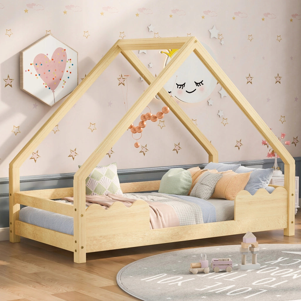 Letto singolo per bambini in legno naturale - Xylo - 90x200 cm