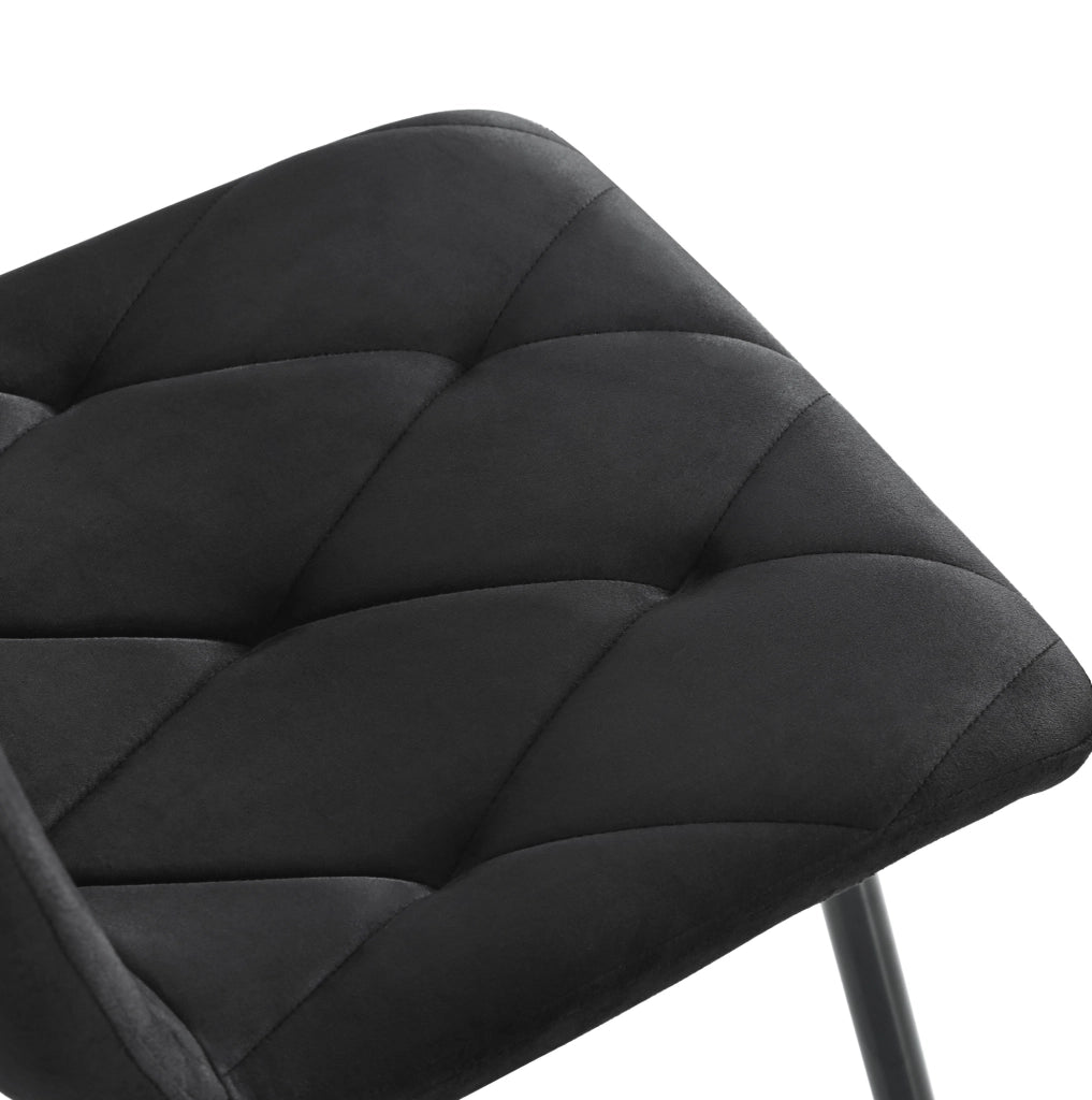 Set di 4 sedie da pranzo imbottite in velluto nero