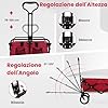 Carrello da Spiaggia Pieghevole 82L/100KG, Carrelli da Campeggio con Maniglia Regolabile e Ruote Piroettanti a 360Â°, Carrello a Mano giardino per Tutti i Terreni, 2 Tasche a Rete (Rosso)