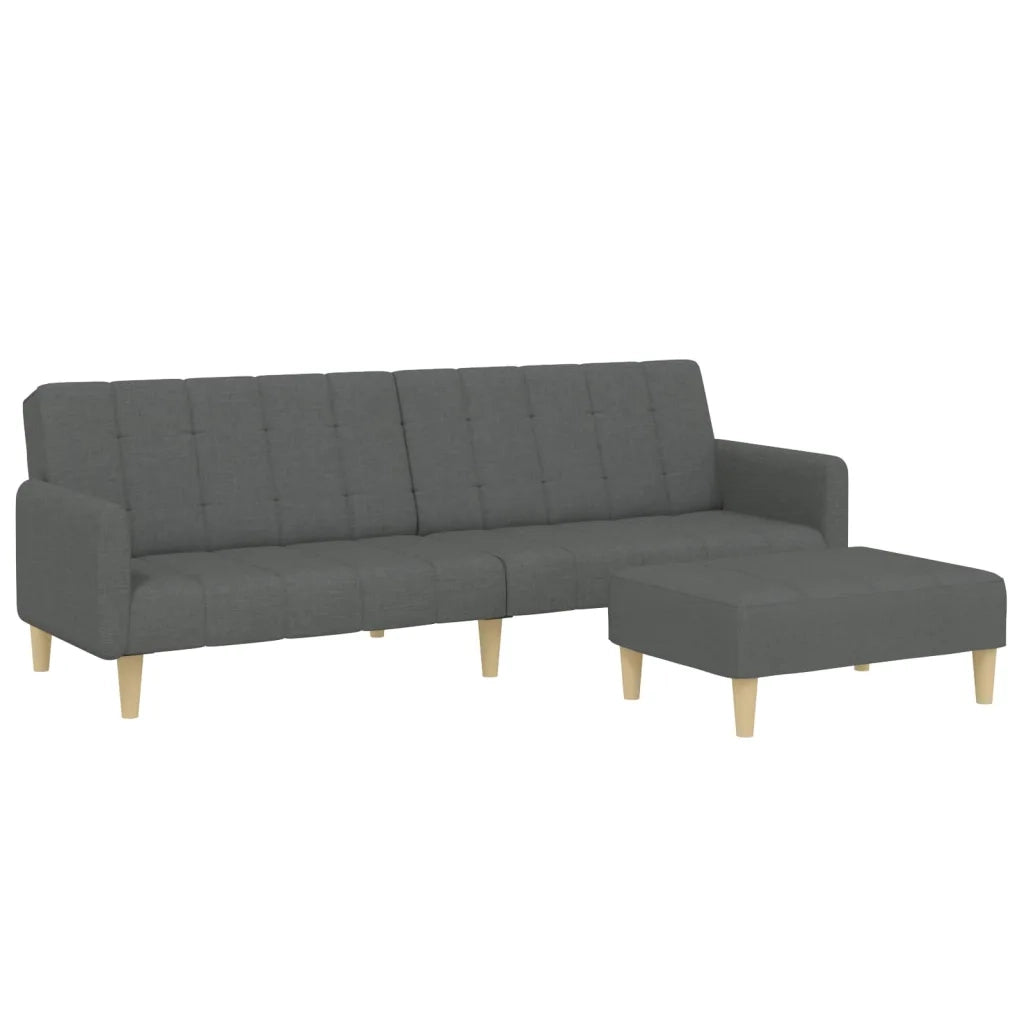 Divano Letto 2 Posti con Poggiapiedi-Sofa Letto 2 Posti-Daybed Grigio Scuro in Tessuto 647515