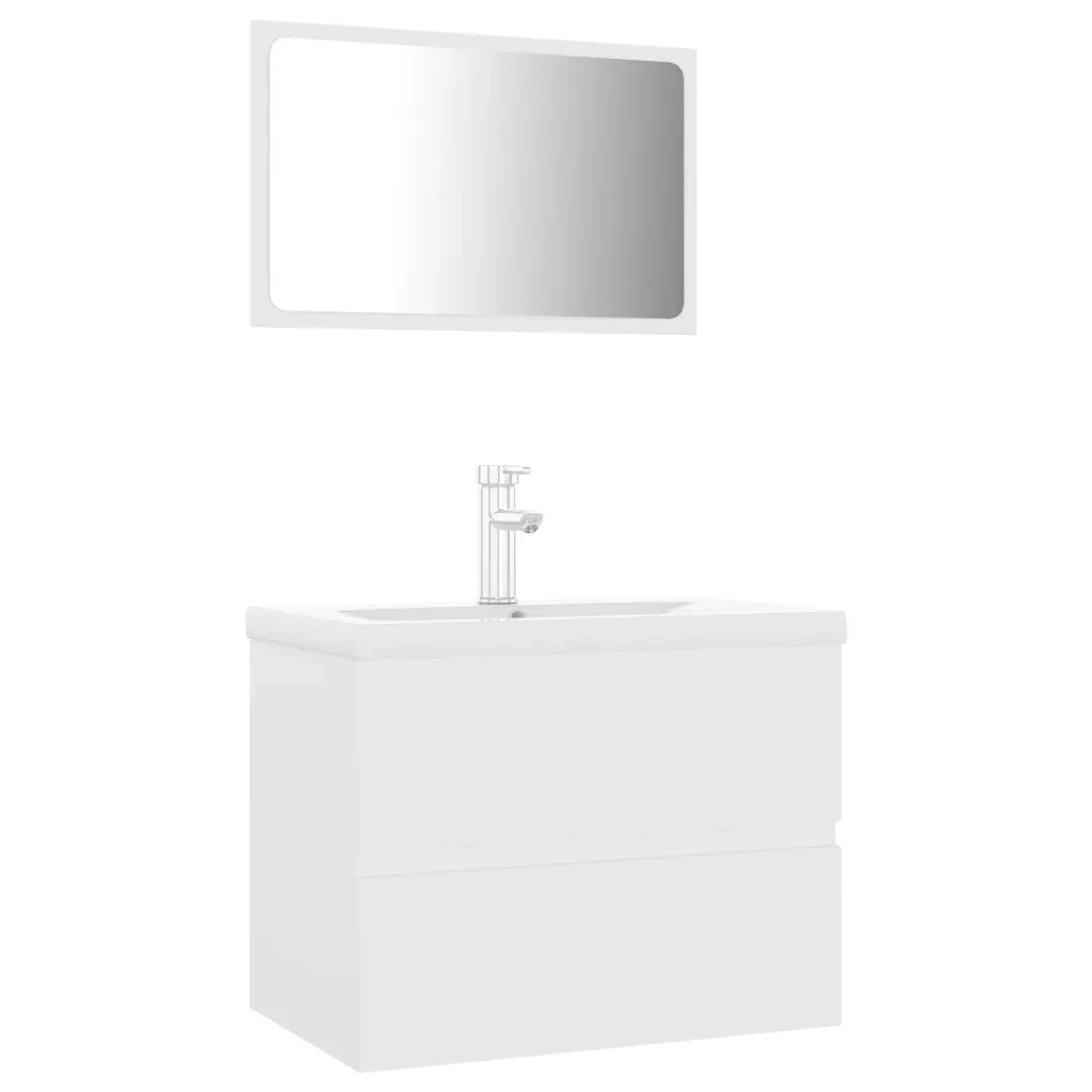 Set Mobili da Bagno Bianco in Legno Multistrato 3071675