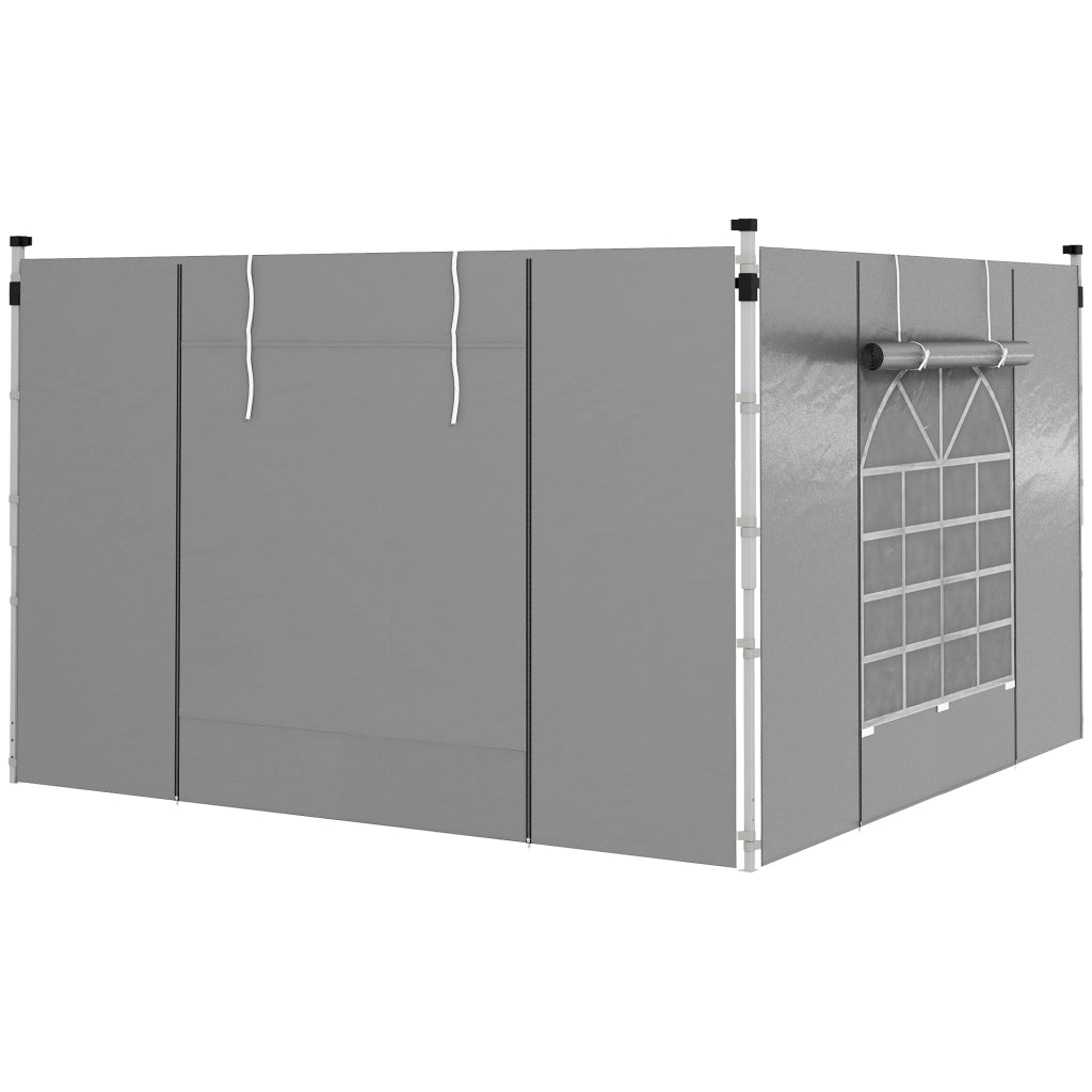 Pannelli Laterali per Gazebo 300x200 cm con Finestra e Porta ¨C zephmum ¨C Grigio