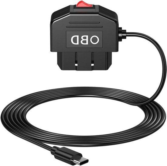 Cavo di estensione per Dash Cam, alimentazione OBDII da 12V/24V a 5V 3A con interruttore a due modi, lunghezza del cavo 35M