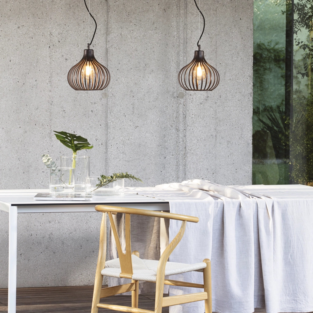 Sospensione Industrial-Minimal Onion Metallo Coffee 1 Luce E27 D23Cm
