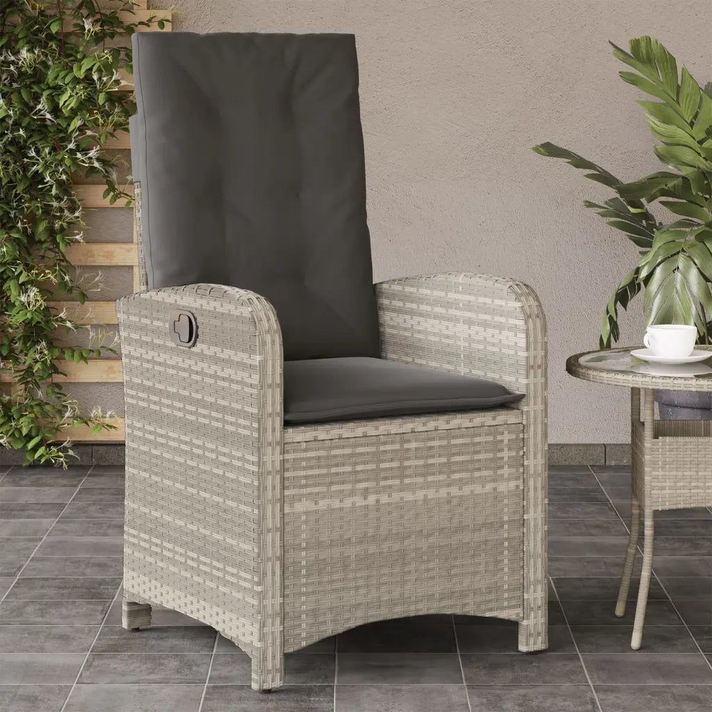 Sedia Reclinabile Giardino | Sedie da Esterno con Cuscini Grigio Chiaro Polyrattan