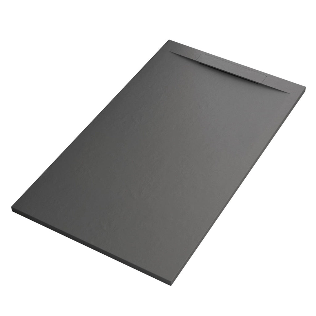 Piatto doccia in marmoresina grigio scuro effetto pietra cemento vincent, misura 90x140