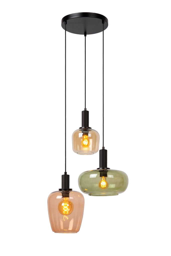 Lampada a sospensione Lucide Ilona 3xE27 vetro multicolor